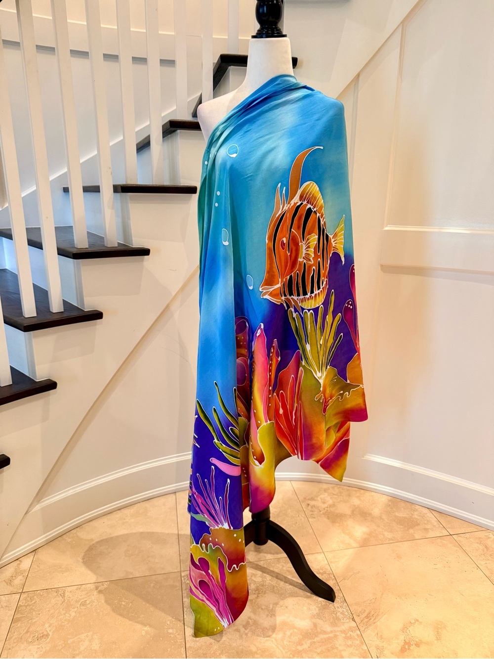 Tropical Coral Reef Sarong: Blue Beach Swimsuit Cover-Up